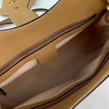 large Top Handle Bag with Double G in Brown Leather 658450