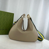 Oatmeal Leather Attache Medium Shoulder Bag 702823