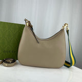 Oatmeal Leather Attache Medium Shoulder Bag 702823