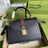 Ophidia Leather large Top Handle Bag With Web 651055