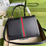 Ophidia Leather large Top Handle Bag With Web 651055