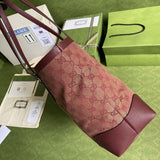 Ophidia Medium Tote With Web in Burgundy GG Canvas 631685
