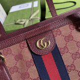 Ophidia Medium Tote With Web in Burgundy GG Canvas 631685