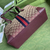 Ophidia Medium Tote With Web in Burgundy GG Canvas 631685