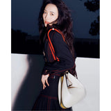 White Leather Attache Medium Shoulder Bag 702823