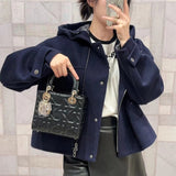 Lady Handbag Black Embossed Diamond Pattern 0538