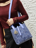 Small-sized Toujours Vertical Handbag Blue Tweed