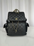 Stylish Black Quilted Leather Mesh Backpack