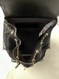 Stylish Black Quilted Leather Mesh Backpack