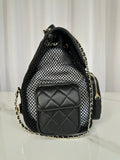 Stylish Black Quilted Leather Mesh Backpack