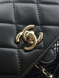 Stylish Black Quilted Leather Mesh Backpack