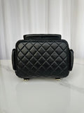 Stylish Black Quilted Leather Mesh Backpack