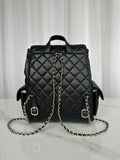 Stylish Black Quilted Leather Mesh Backpack
