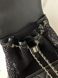 Stylish Black Quilted Leather Mesh Backpack