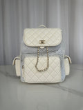 White Quilted Mesh Backpack