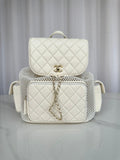 White Quilted Mesh Backpack