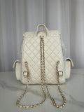 White Quilted Mesh Backpack