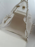 White Quilted Mesh Backpack