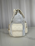 White Quilted Mesh Backpack