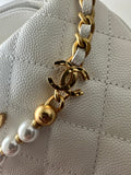MINI LOOP CHANGE WITH CHAINS WHITE Caviar Leather