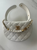 MINI LOOP CHANGE WITH CHAINS WHITE Caviar Leather