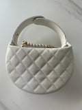 MINI LOOP CHANGE WITH CHAINS WHITE Caviar Leather