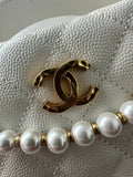 MINI LOOP CHANGE WITH CHAINS WHITE Caviar Leather