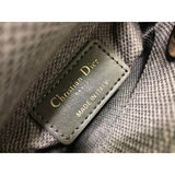Micro Lady Bag Dark Grey Metallic Canvas Embroidered with Multicolor Crystals S0856