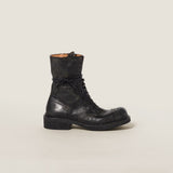 Leather laced booties black