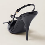 Patent leather slingbacks with buckles
