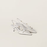 Fabric slingbacks with straps white