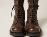 Leather laced booties