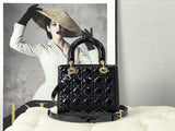 Lady Bag Black Patent, Gold Buckle, Practical Design
