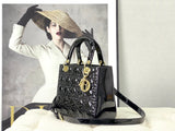 Lady Bag Black Patent, Gold Buckle, Practical Design