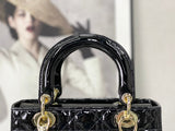 Lady Bag Black Patent, Gold Buckle, Practical Design