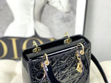 Lady Bag Black Patent, Gold Buckle, Practical Design