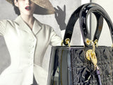 Lady Bag Black Patent, Gold Buckle, Practical Design