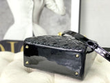 Lady Bag Black Patent, Gold Buckle, Practical Design