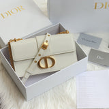 Montaigne Bag White Leather, Chain Strap, Practical Pockets