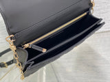 Medium Pearl - chain Clutch Cane - weave black