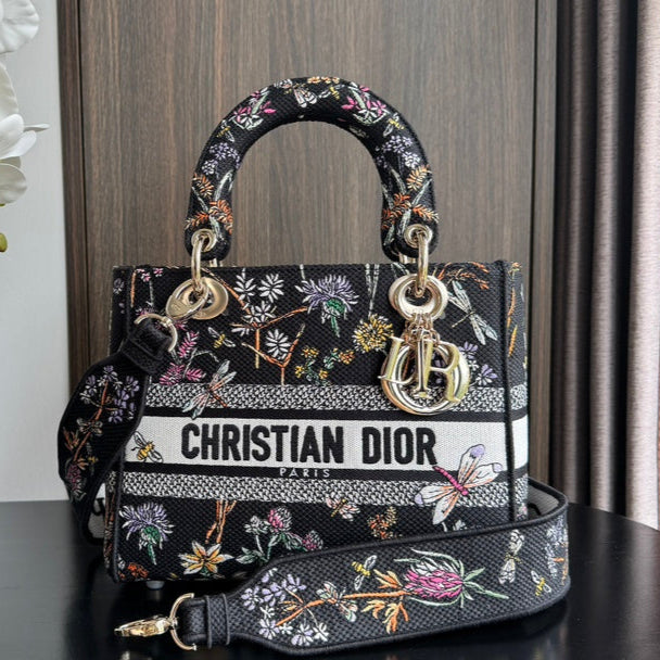 Lady D-Lite: Black Floral, Winter Pattern, Detachable Strap