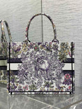Tote Around the World Pattern, Embroidered Flowers, Large