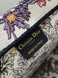 Tote Around the World Pattern, Embroidered Flowers, Large