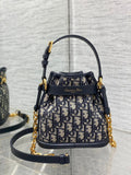 Small Bucket Bag C'est Collection, Blue Oblique