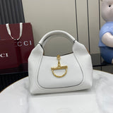 Softbit Shoulder Backpack: Large Horsebit Detail, White Leather