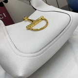 Softbit Shoulder Backpack: Large Horsebit Detail, White Leather