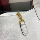 Softbit Shoulder Backpack: Large Horsebit Detail, White Leather