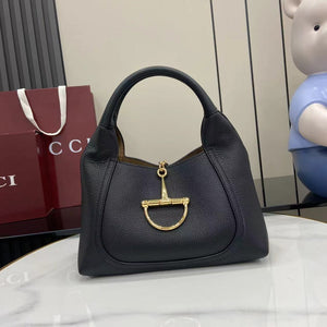 GG Softbit Black Leather Shoulder Backpack with Horsebit