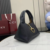 Softbit Black Leather Shoulder Backpack with Horsebit
