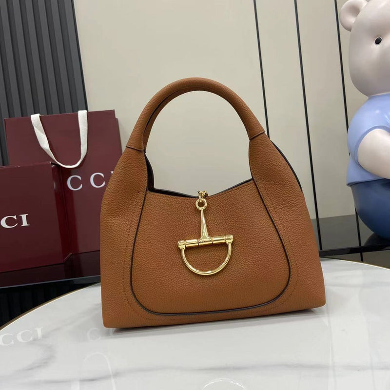 GG Softbit Brown Leather Shoulder Backpack with Horsebit